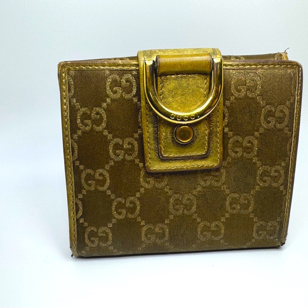 Gucci Abbey Line D-Ring Wallet GG Metallic with Coin Pocket Authentic Vintage - Picture 16 of 16